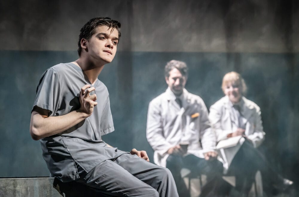 3181 Zak Ford-Williams, Tim Pritchett and Daneka Etchells on stage in The Real and Imagined History of the Elephant Man. Photo by Marc Brenner.