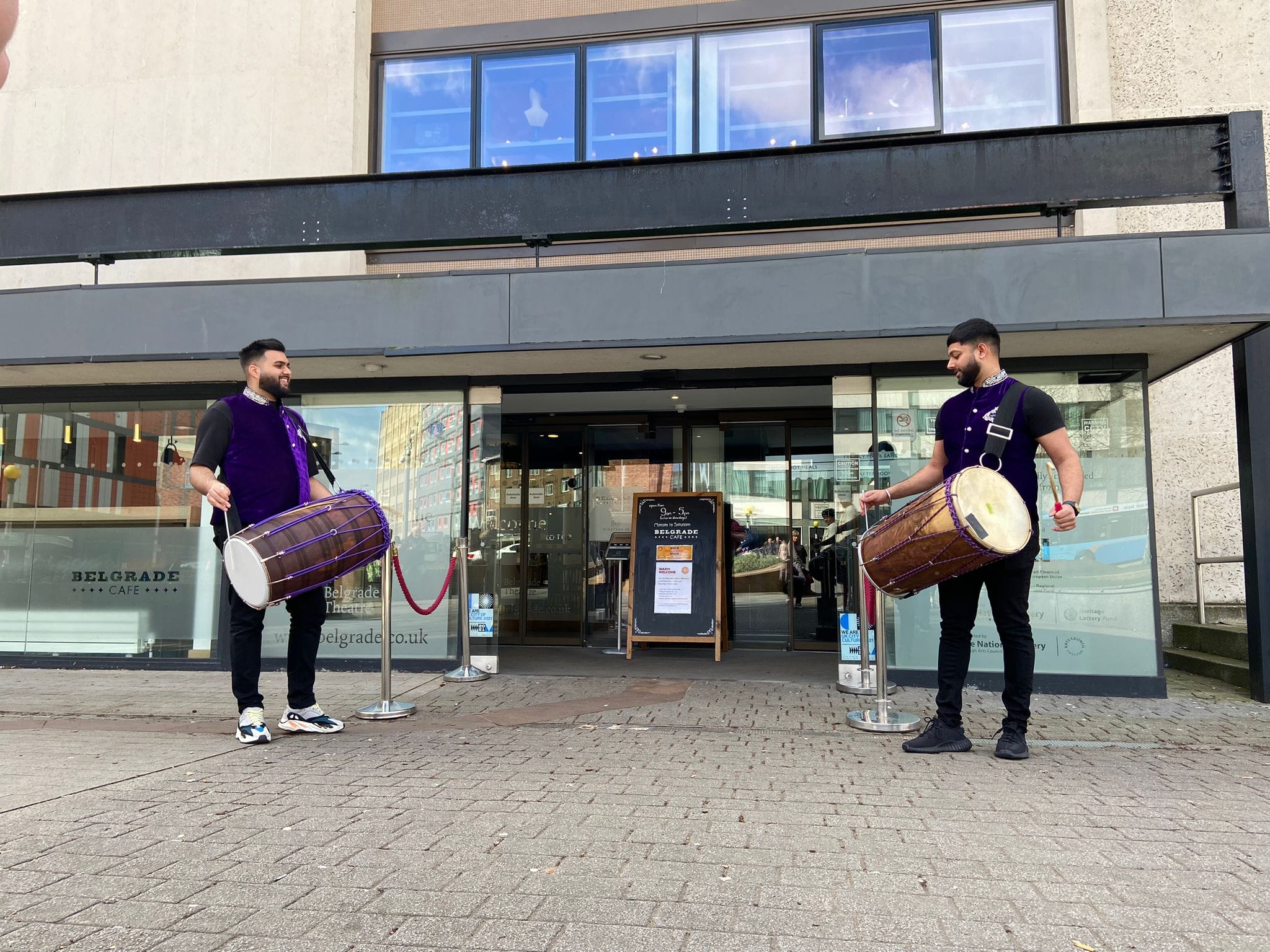 The Imperial Drummers make some noise to welcome visitors.