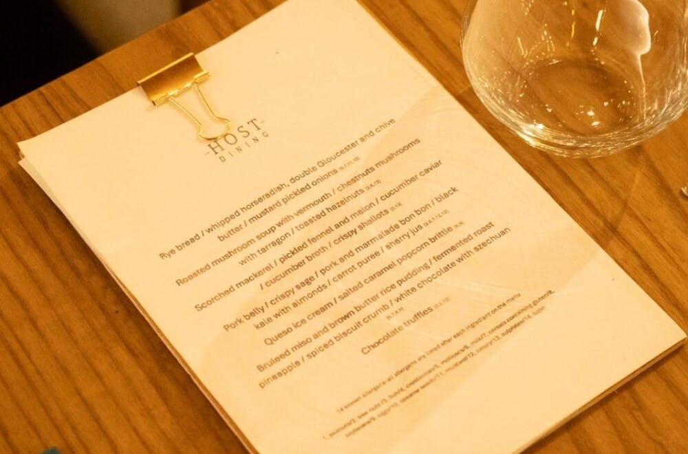 Menu from a previous event. Cr. Nic Petric.