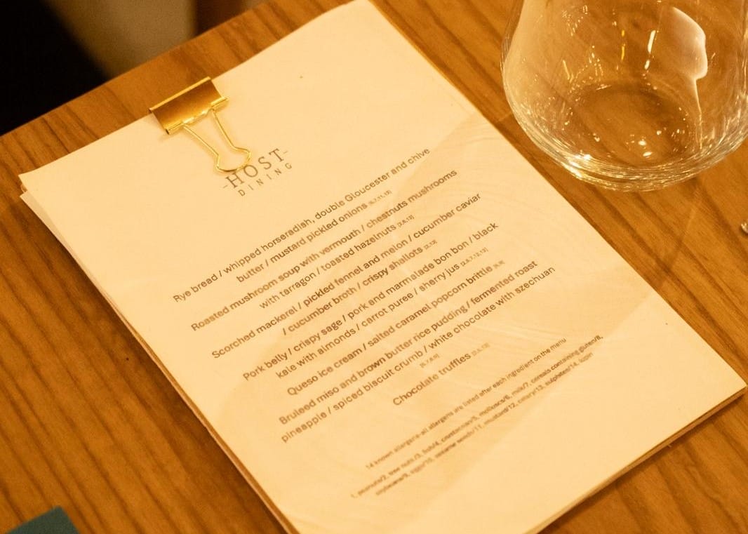 Menu from a previous event. Cr. Nic Petric.